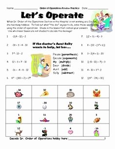 Order Of Operations Puzzle Worksheet Luxury order Of Operations Color Worksheet 1