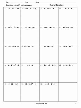 Order Of Operations Puzzle Worksheet New order Of Operations Triangle Matching Puzzle No