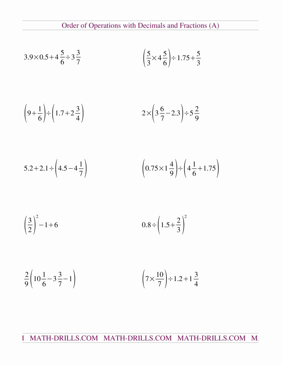 Ordering Fractions and Decimals Worksheet Beautiful Decimals and Fractions Mixed A