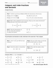 Ordering Fractions and Decimals Worksheet Best Of Paring ordering Decimals Worksheets 5th Grade Math