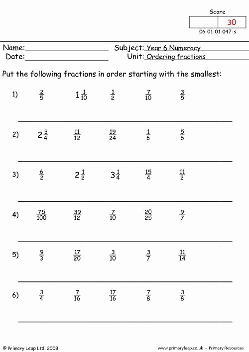 Ordering Fractions and Decimals Worksheet Inspirational ordering Fractions