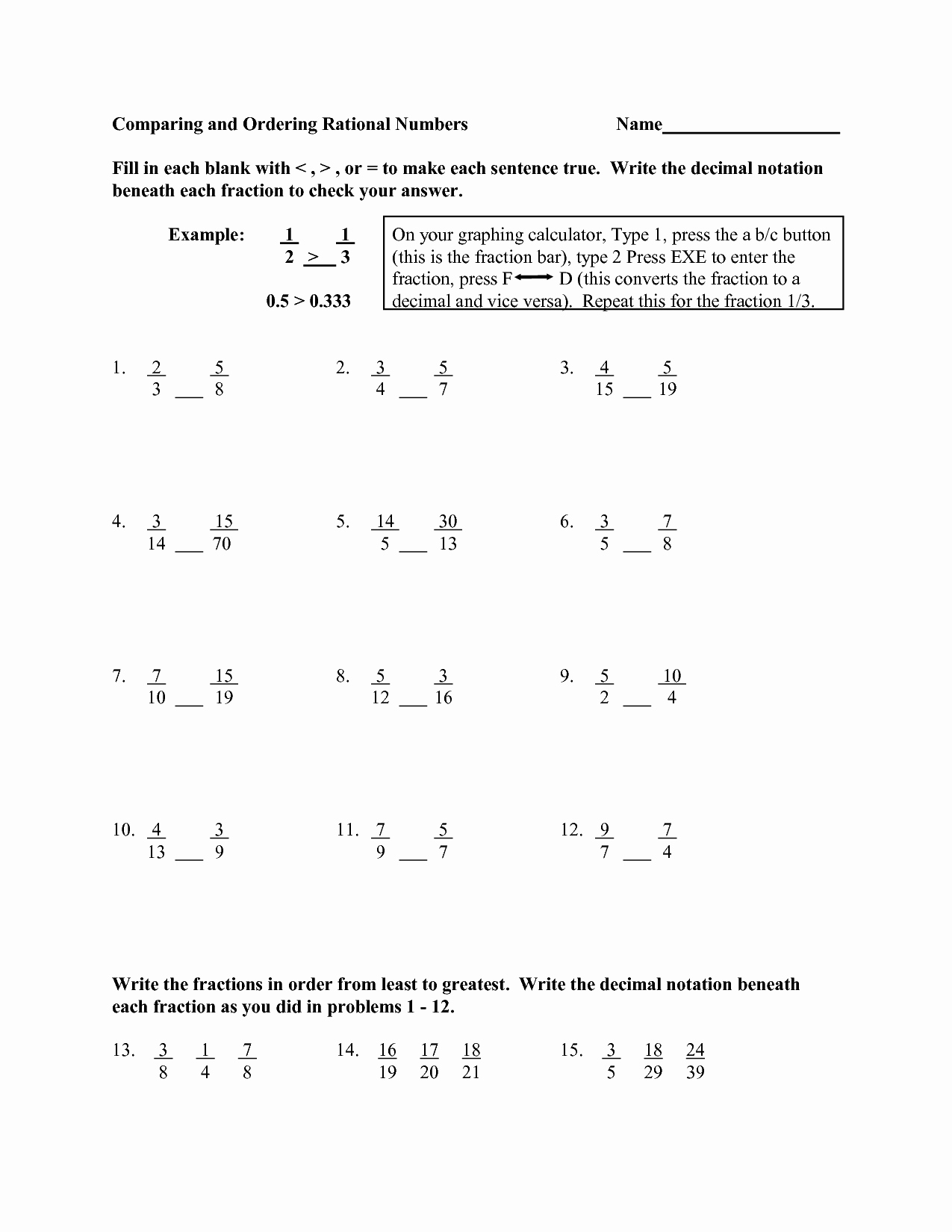 Ordering Rational Numbers Worksheet Beautiful 6 Best Of ordering Numbers Worksheets Grade 3