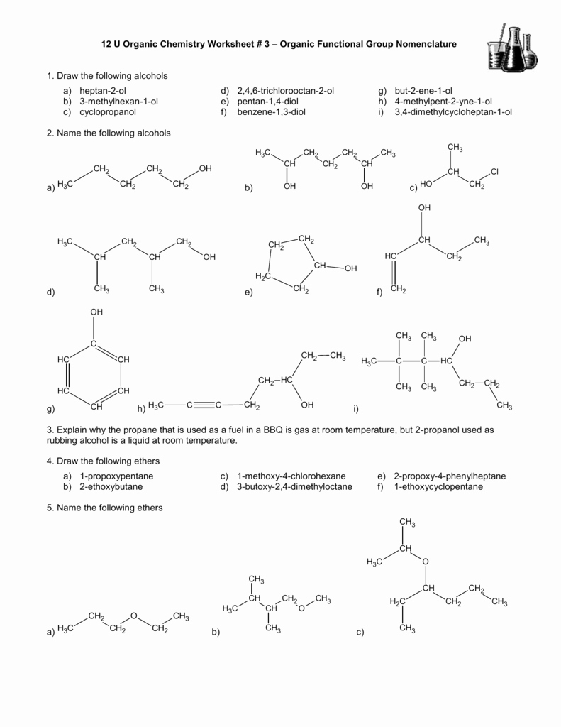 Organic Chemistry Worksheet with Answers Beautiful Functional Group Identification Worksheet Answers