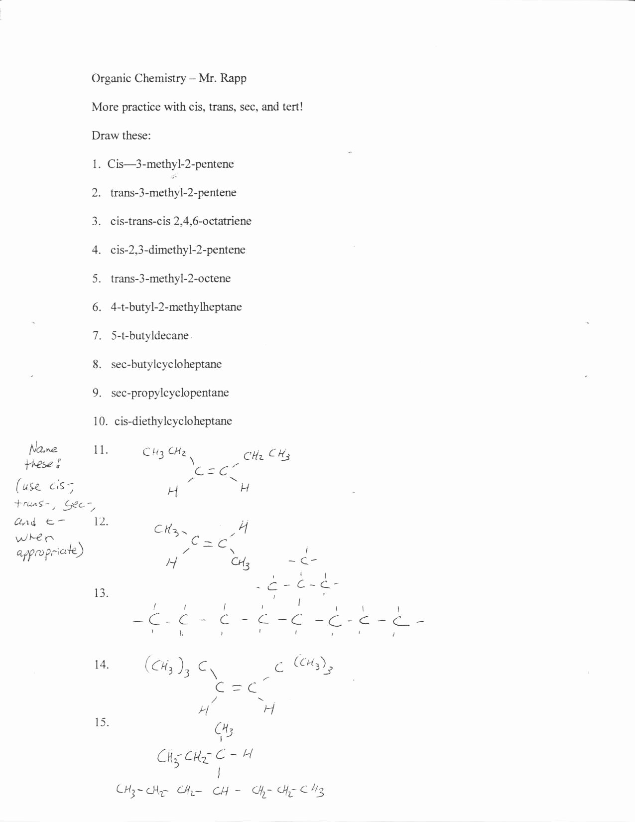 Organic Chemistry Worksheet with Answers Beautiful organic Nomenclature Worksheet and Answers
