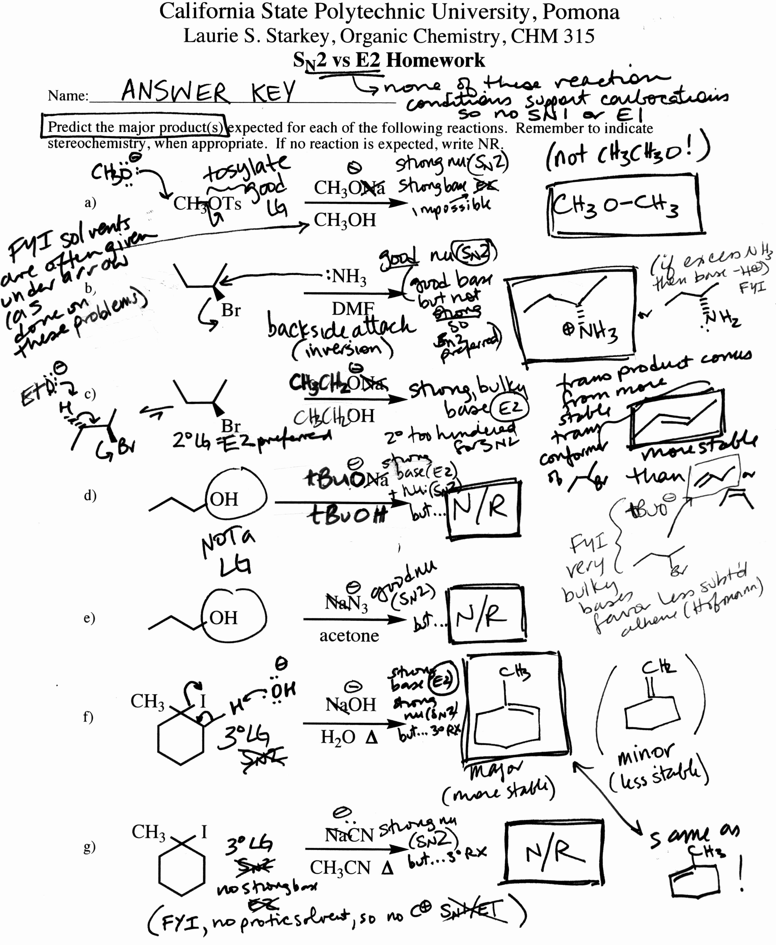 Organic Chemistry Worksheet With Answers