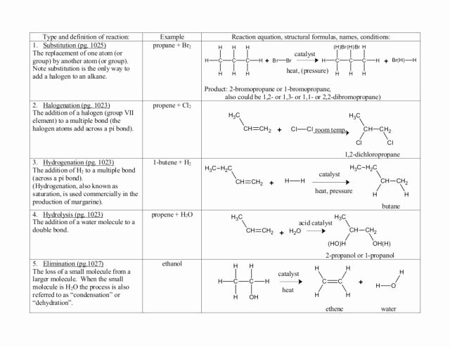 Organic Chemistry Worksheet with Answers New organic Chemistry Reactions Worksheet