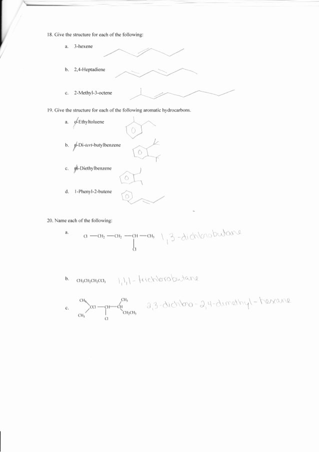 Organic Compounds Worksheet Answers Awesome Plete organic Chemistry Worksheet Answers