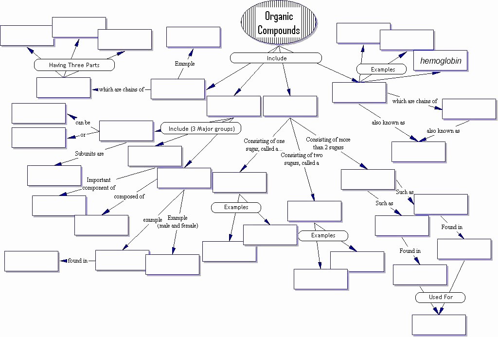 Organic Compounds Worksheet Answers Lovely Concept Map organic Pounds