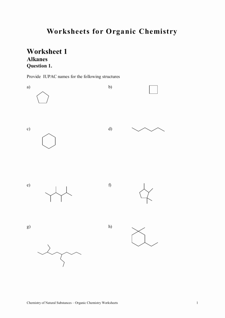 Organic Compounds Worksheet Answers Unique Worksheets for organic Chemistry