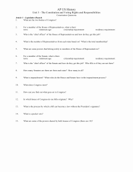 Outline Of the Constitution Worksheet Best Of the Articles Of the Constitution Worksheets [answer Key]