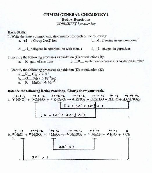 Oxidation and Reduction Worksheet Beautiful Oxidation Reduction Worksheet