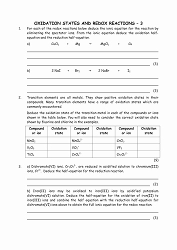Oxidation and Reduction Worksheet Unique Green Apl Resources Teaching Resources Tes