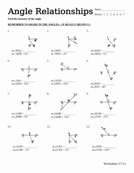 Pairs Of Angles Worksheet Answers Awesome Angle Relationships Worksheet by Stone