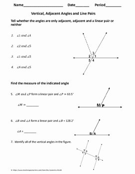 Pairs Of Angles Worksheet Answers Inspirational Geometry Worksheet Vertical Adjacent and Linear Pair