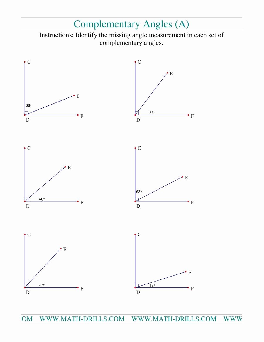 Pairs Of Angles Worksheet Answers Lovely Plementary Angles A