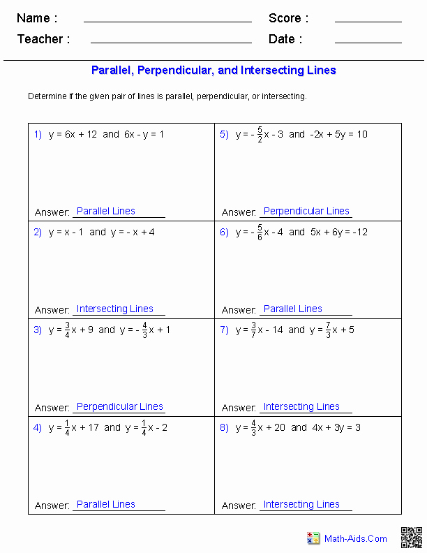Parallel and Perpendicular Lines Worksheet Awesome Geometry Worksheets