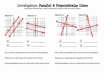 Parallel and Perpendicular Lines Worksheet Beautiful Equations Of Parallel &amp; Perpendicular Lines Discovery