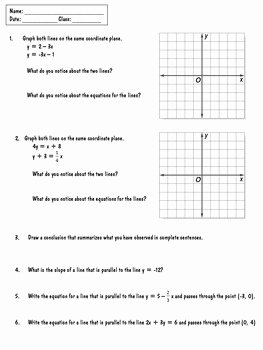 Parallel and Perpendicular Lines Worksheet Fresh Slopes Of Parallel and Perpendicular Lines Inquiry