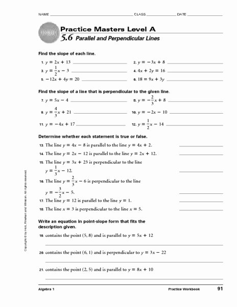 Parallel and Perpendicular Lines Worksheet Inspirational 5 6 Parallel and Perpendicular Lines Worksheet for 9th