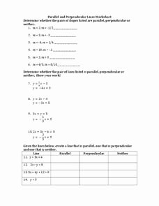 Parallel and Perpendicular Lines Worksheet Unique Parallel and Perpendicular Lines Worksheet Worksheet for
