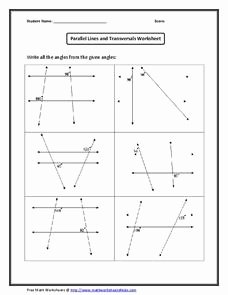 Parallel Lines and Transversals Worksheet Awesome Parallel Lines and Transversal Wroksheet Worksheet for
