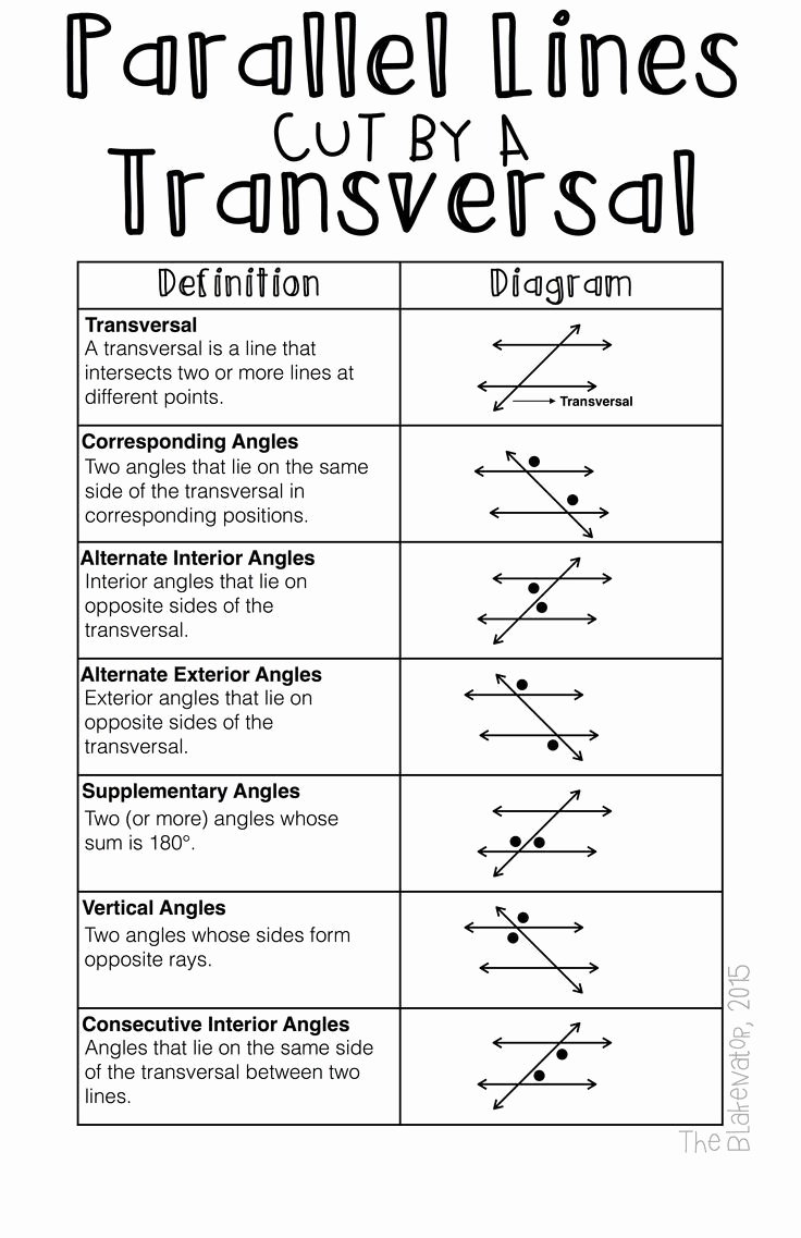 Parallel Lines and Transversals Worksheet Fresh Free Download Increase Math Literacy In Your Classroom