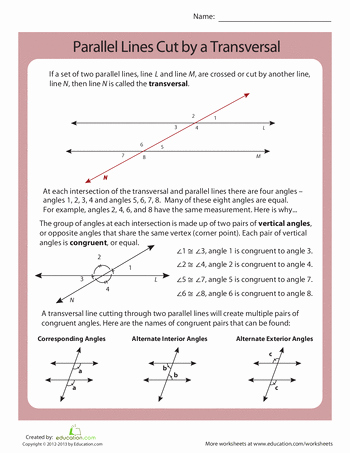 Parallel Lines and Transversals Worksheet Luxury Parallel Lines Cut by A Transversal