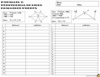 Parallel Lines Proofs Worksheet Answers Beautiful Proofs with Parallel &amp; Perpendicular Lines Two Column