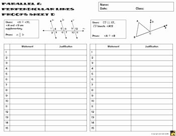Parallel Lines Proofs Worksheet Answers Beautiful Proofs with Parallel &amp; Perpendicular Lines Two Column