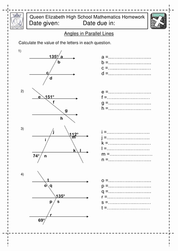 Parallel Lines Proofs Worksheet Answers Lovely Ks3 Angles In Parallel Lines Worksheet by Jlcaseyuk