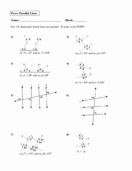 Parallel Lines Proofs Worksheet Answers New Geometry Unit 3 Prove Lines are Parallel Worksheet by