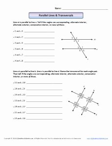 Parallel Lines Transversal Worksheet Elegant Parallel Lines &amp; Transversals
