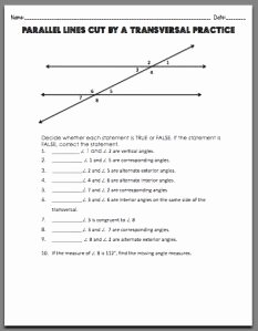 Parallel Lines Transversal Worksheet Inspirational Geometry Ch 3 Parallel and Perpendicular Lines On