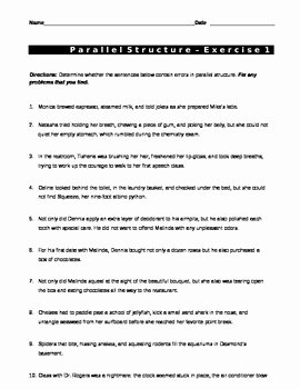Parallel Structure Worksheet with Answers Beautiful Parallel Structure Worksheet by Pamelaknows