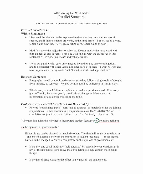 Parallel Structure Worksheet with Answers Best Of 9 Parallel Structure Examples Pdf