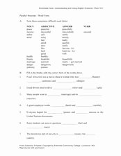Parallel Structure Worksheet with Answers Best Of Parallel Structure Word form Worksheet for 7th 10th