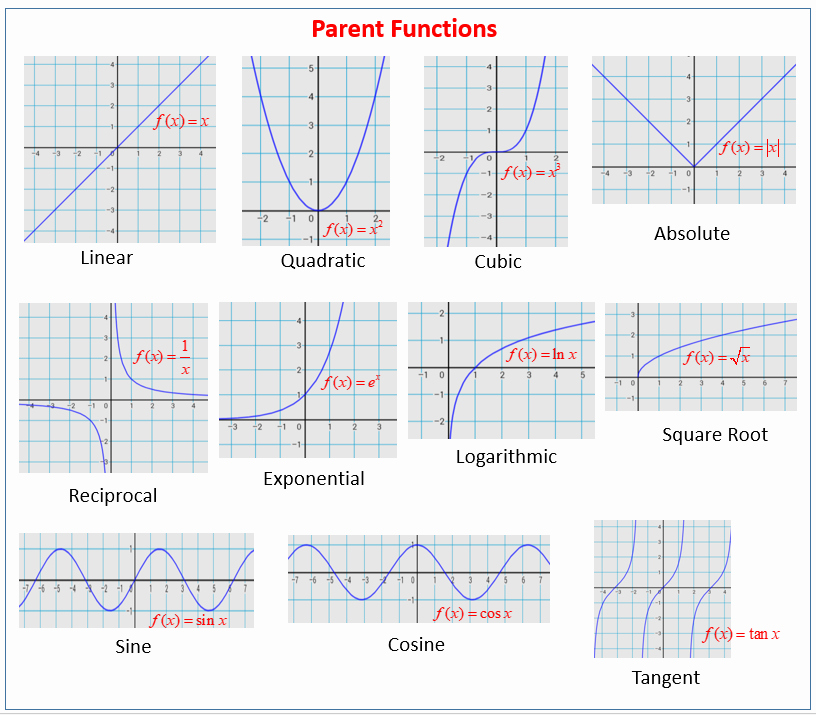 Parent Function Worksheet Answers Beautiful Parent Functions and their Graphs solutions Examples