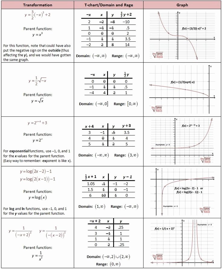 Families Of Functions Worksheet