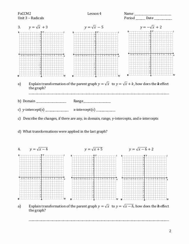 Parent Function Worksheet Answers Elegant Function Transformations Worksheet