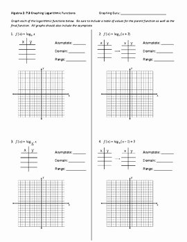 Parent Function Worksheet Answers Fresh Graphing Logarithmic Functions Worksheet Answer Key by