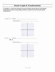 Parent Function Worksheet Answers Inspirational Parent Function Worksheet 1 Algebra Ii Translations On