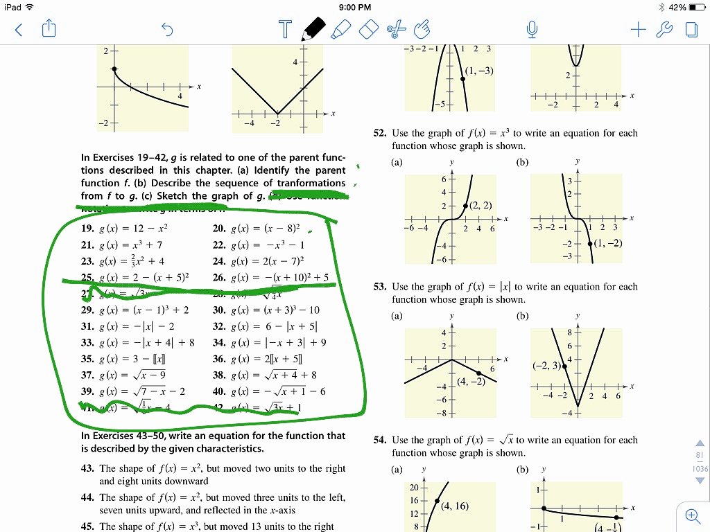 Parent Function Worksheet Answers