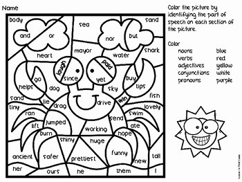 Part Of Speech Worksheet Pdf Awesome Parts Of Speech Color by Number by forever In Third Grade