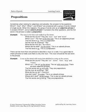 Part Of Speech Worksheet Pdf New 16 Best Of Prepositions and Adverbs Worksheets