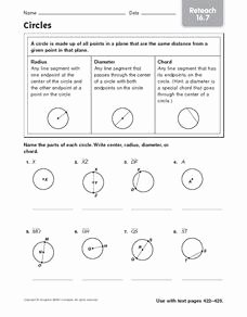 Parts Of A Circle Worksheet Best Of Parts Of A Circle Reteach 16 7 7th 8th Grade Worksheet