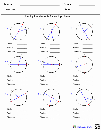 Parts Of A Circle Worksheet Inspirational Identify Parts Of A Circle Worksheet
