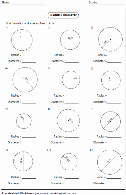 Parts Of A Circle Worksheet Lovely Radius and Diameter Teaching
