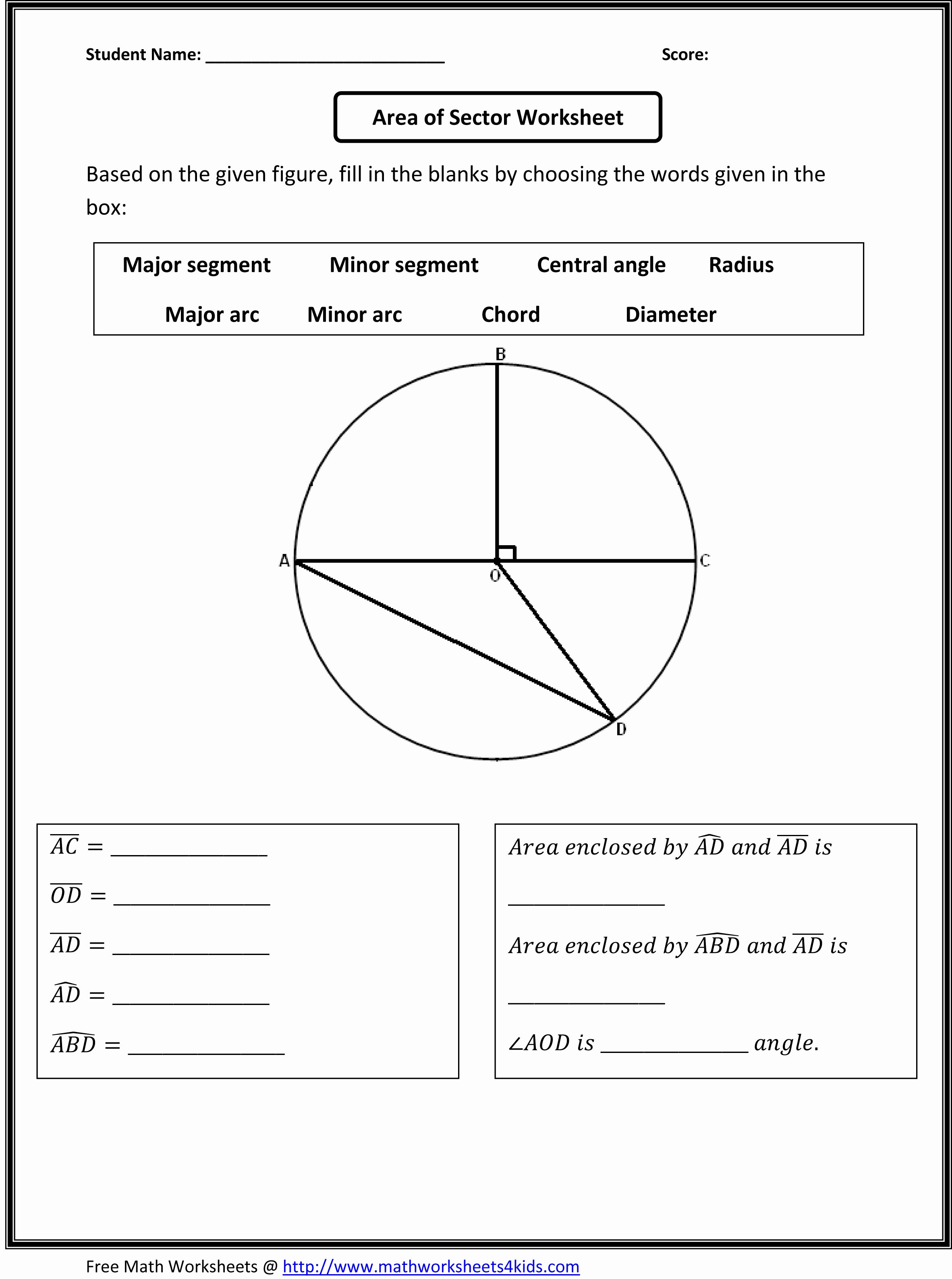 Parts Of A Circle Worksheet Unique 8th Grade Math Worksheets
