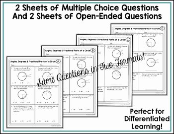 Parts Of A Circle Worksheet Unique Angles Degrees &amp; Fractional Parts Of A Circle Worksheets