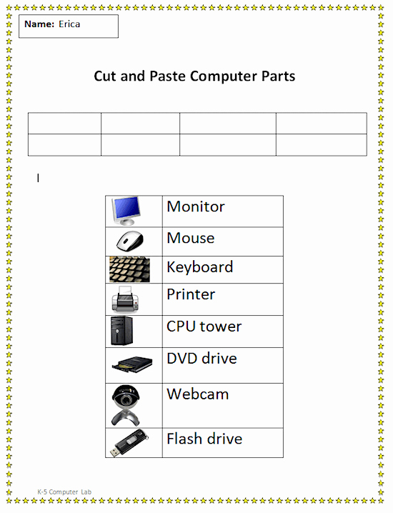 Parts Of A Computer Worksheet Inspirational Cut and Paste Puter Parts Worksheet Example